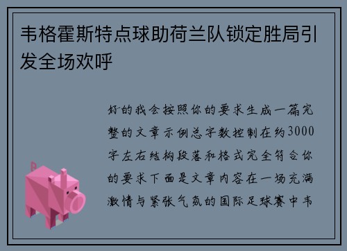 韦格霍斯特点球助荷兰队锁定胜局引发全场欢呼